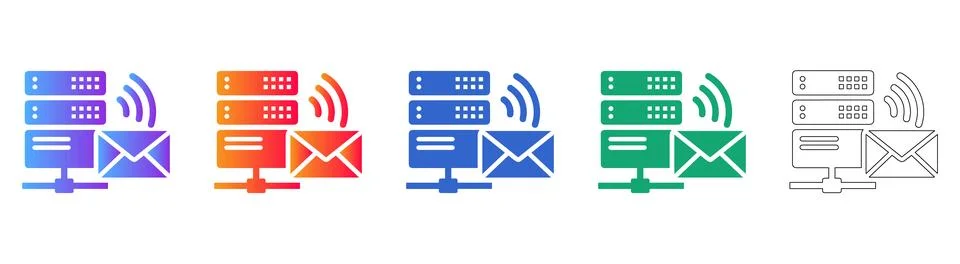 Email Server Icon Set Stock Illustration