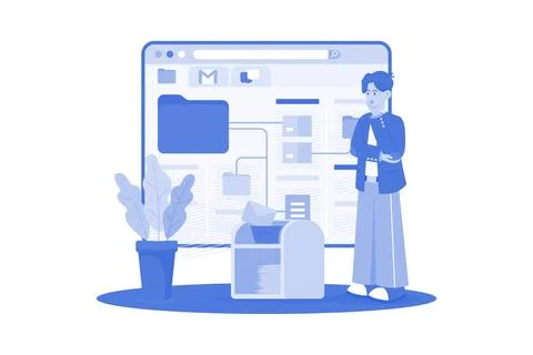 Email service allows management of messages. Stock Illustration