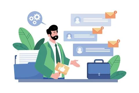 Email service allows organization and management of messages. Stock Illustration