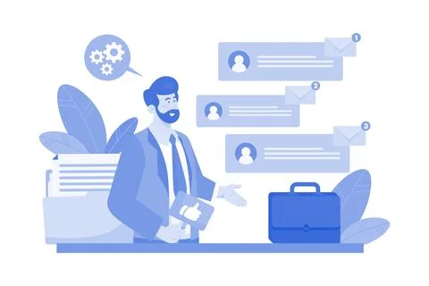 Email service allows organization and management of messages. Stock Illustration