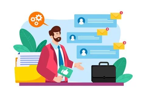 Email service allows users to organize and manage their messages. Email se... Stock Photos