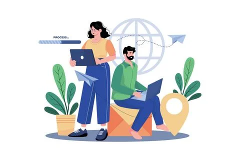Email service enables email forwarding and filters. Stock Illustration