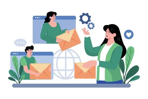 Email service integrates with third-party email clients. Stock Illustration