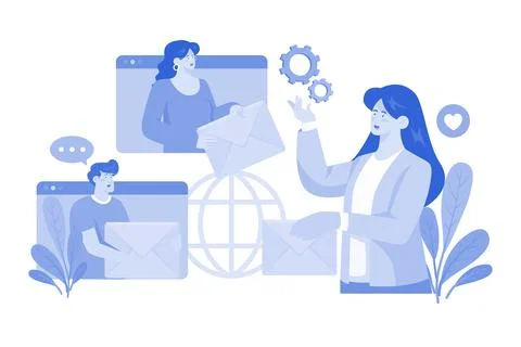 Email service integrates with third-party email clients. Stock Illustration