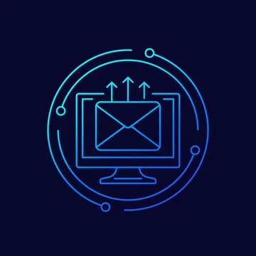 Email service, mail line vector icon Stock Illustration