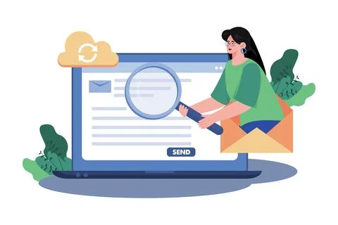 Email service provides robust search capabilities. Stock Illustration