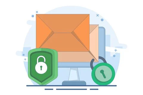 Email service security concept, Electronic email messages. Stock Illustration