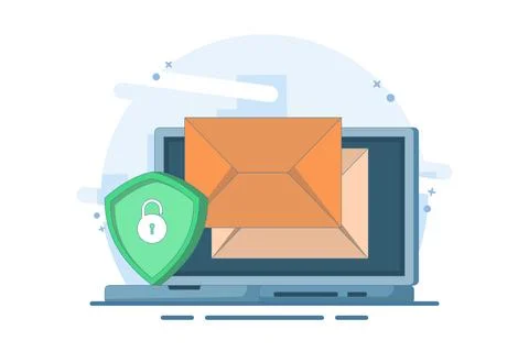 Email service security concept, Electronic email messages as part of business. Stock Illustration