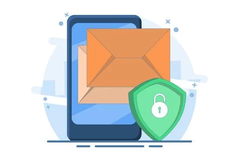 Email service security concept, Electronic email messages as part of business. Stock Illustration