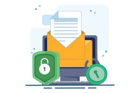 Email service security concept, Electronic email messages as part of business. Stock Illustration