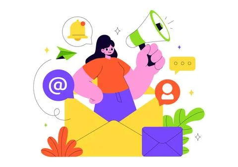 Email Service Vector Illustration Featuring File Correspondence Delivery, E.. Stock Illustration