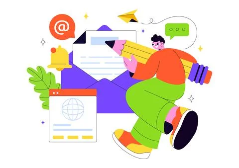 Email Service Vector Illustration Featuring File Correspondence Delivery, E.. Stock Illustration