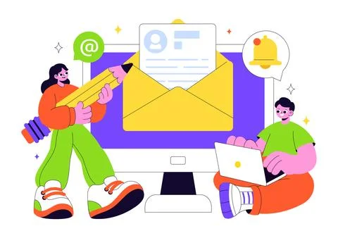 Email Service Vector Illustration Featuring File Correspondence Delivery, E.. Stock Illustration