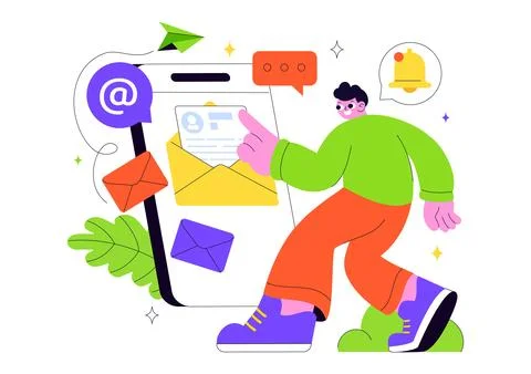Email Service Vector Illustration Featuring File Correspondence Delivery, E.. Stock Illustration