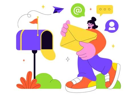 Email Service Vector Illustration Featuring File Correspondence Delivery, E.. Stock Illustration