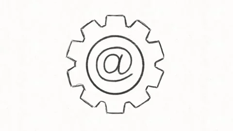 Email Settings Gear Icon for Digital Communication and Automation Stock Footage 342018178