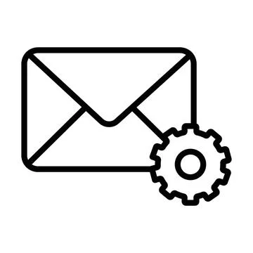 Email settings icon linear logo mark in black and white Illustrazione stock