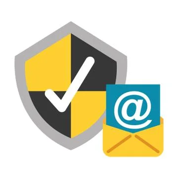 Email shield protection check mark data security Stock Illustration