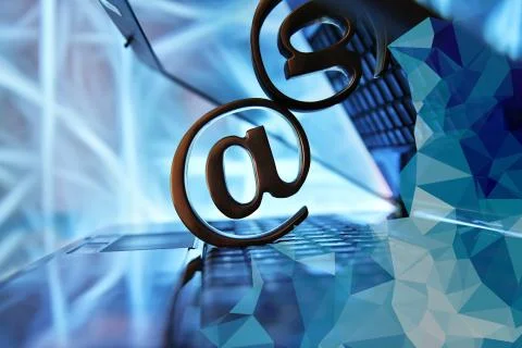 Email sign withnotebook Stock Photos