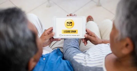 Email spam on the screen 스톡 사진