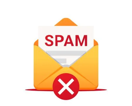 Email SPAM, vector icon. Envelope with spam. Email box hacking, spam warning Stock Illustration