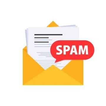 Email spamming attack. Email box hacking, spam warning. Vector stock Stock Illustration
