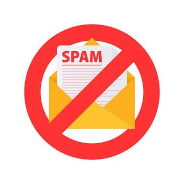 Email spamming attack. Email box hacking, spam warning. Vector stock 스톡 일러스트