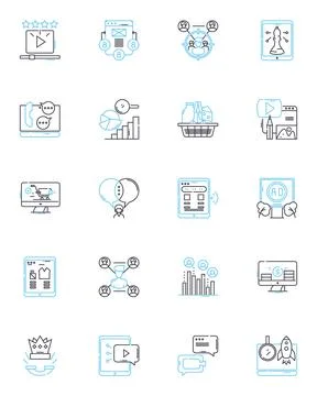 Email strategy linear icons set. Segmentation, Personalization, Automation Stock Illustration