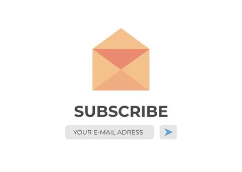 Email subscribe vector. Envelope and subscribe button, newsletter Stock Illustration