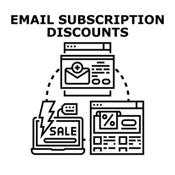Email subscription discounts vector outline illustration concept Stock Illustration