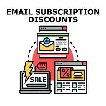 Email subscription discounts vector outline illustration concept Stock Illustration