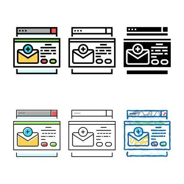 Email subscriptions increment color icon vector styleset Stock Illustration