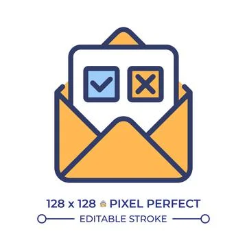 Email survey pixel perfect line color icon Stock Illustration
