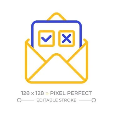 Email survey pixel perfect two color line icon Stock Illustration