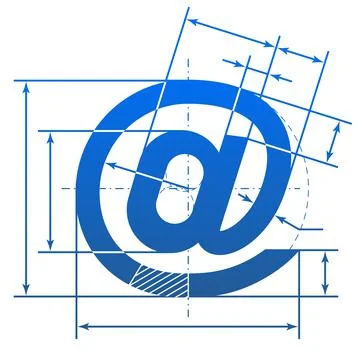 Email symbol with dimension lines Stock Illustration