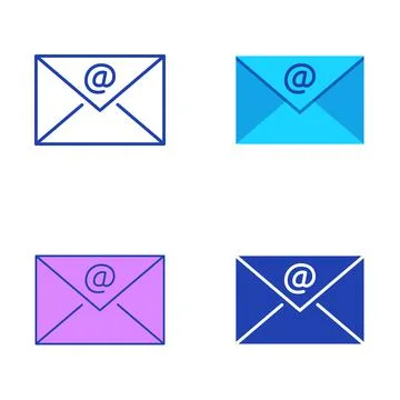 Email symbol icon set in flat and line style Stock Illustration