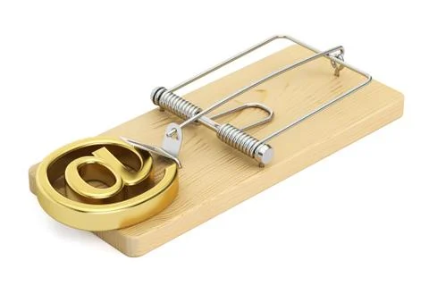 Email symbol in mousetrap, 3D rendering Stock Illustration