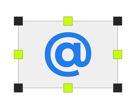 Email symbol with resize handles 2D cartoon object Stock Illustration