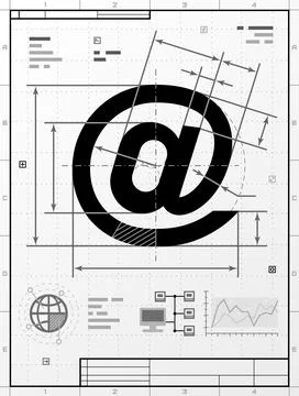 Email symbol as technical drawing Stock Illustration