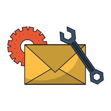 Email technical support symbols isolated Stock Illustration