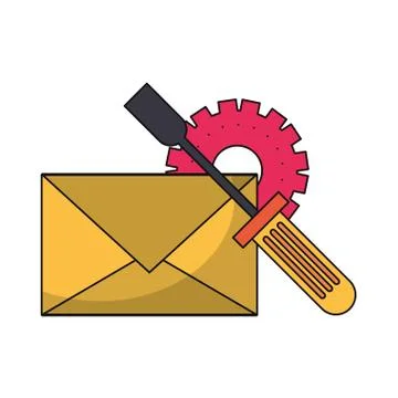 Email technical support symbols isolated Stock Illustration
