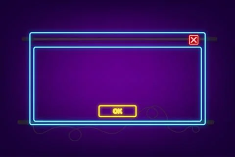 Email template. Blank e-mail browser window. Neon icon. Mail message web page Stock Illustration