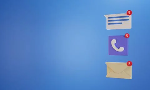 Email, text message and call notification on mobile phone. Stock Illustration