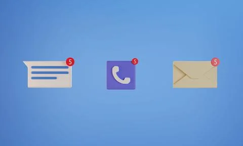 Email, text message and call notification on mobile phone Illustrazione stock