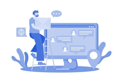 Email threading organizes messages into threads. Stock Illustration