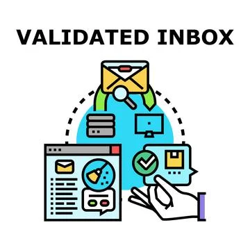 Email validation system concept validating inbox messages Stock Illustration