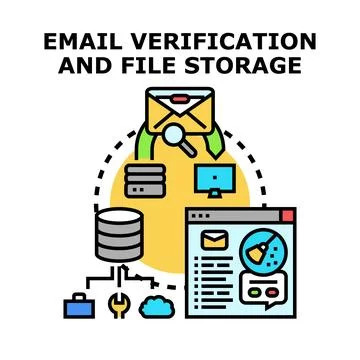 Email verification and file storage concept illustration Stock Illustration