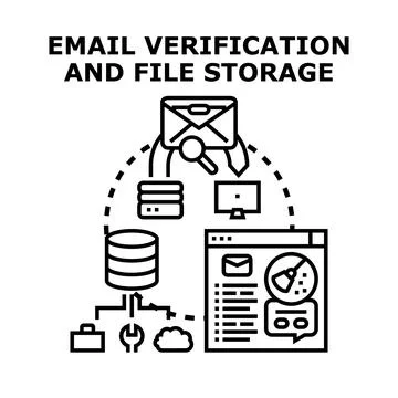 Email verification and file storage concept illustration Ilustração Stock