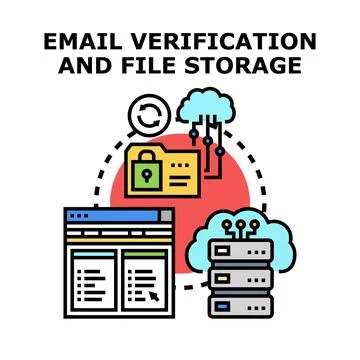 Email verification and secure cloud file storage concept Illustrazione stock