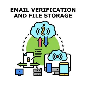 Email verification and secure cloud file storage concept Stock Illustration